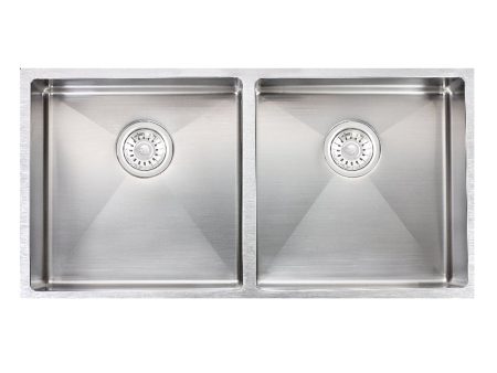 SINK |  865*440*200MM HAND-MADE DOUBLE KITCHEN SINK(ROUND EDGES) Online now