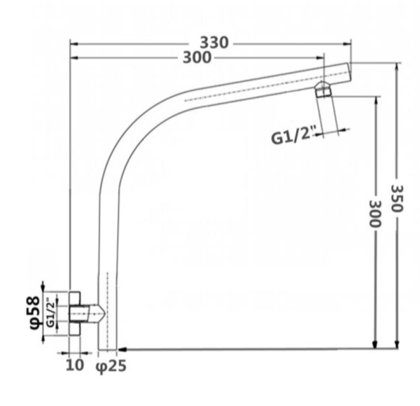 SHOWER ARM | Round Goose-neck Wall Mounted Shower Arm For Sale