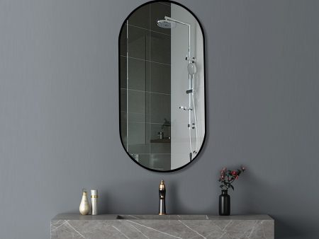 MIRROR | Oval Non-Luminous Aluminium Black Frame Mirror 450mm 600mm Online Hot Sale