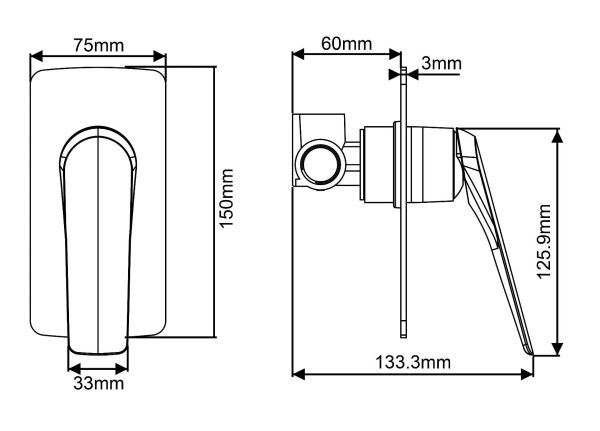 AU Square Chrome Shower Bath Wall Mixer For Discount