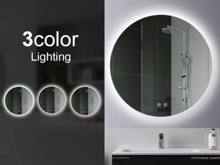 MIRROR | Round 3 Color Backlit LED Mirror Touch Sensor Defogger 600mm 75mm 900mm on Sale