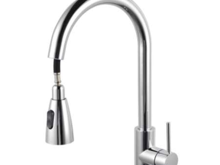 BASIN SINK MIXER | Round Chrome Pull Out Shower Kitchen Sink Mixer Tap on Sale