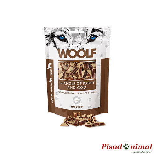 Snack Natural WOOLF Triángulos de Conejo y Bacalao 100 gr para Perros on Sale