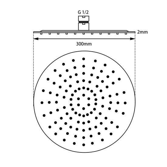 SHOWER HEAD | Super-slim Round Rainfall Shower Head 300mm Online Sale