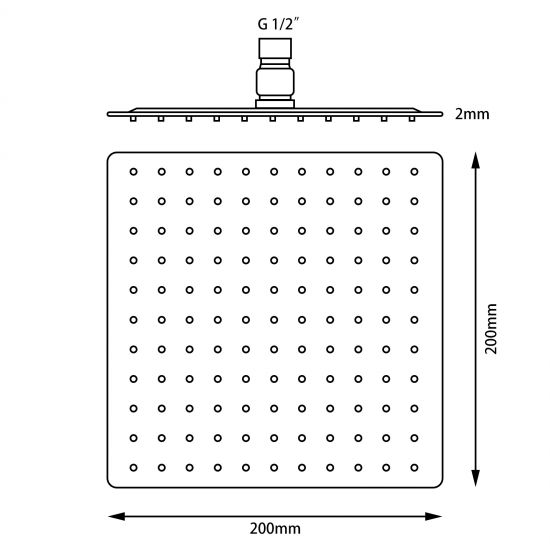 SHOWER HEAD | Super-slim Square Rainfall Shower Head 200mm Sale