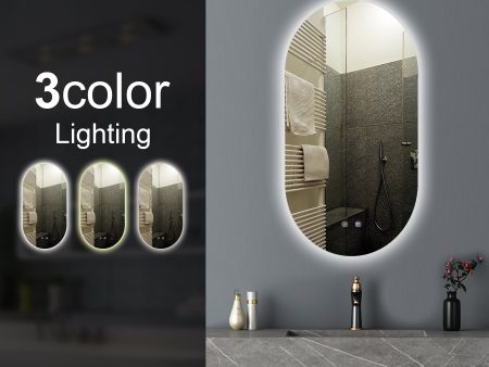 MIRROR | Oval 3 color Backlit LED Mirror 450x900mm Touch Sensor Defogger Fashion